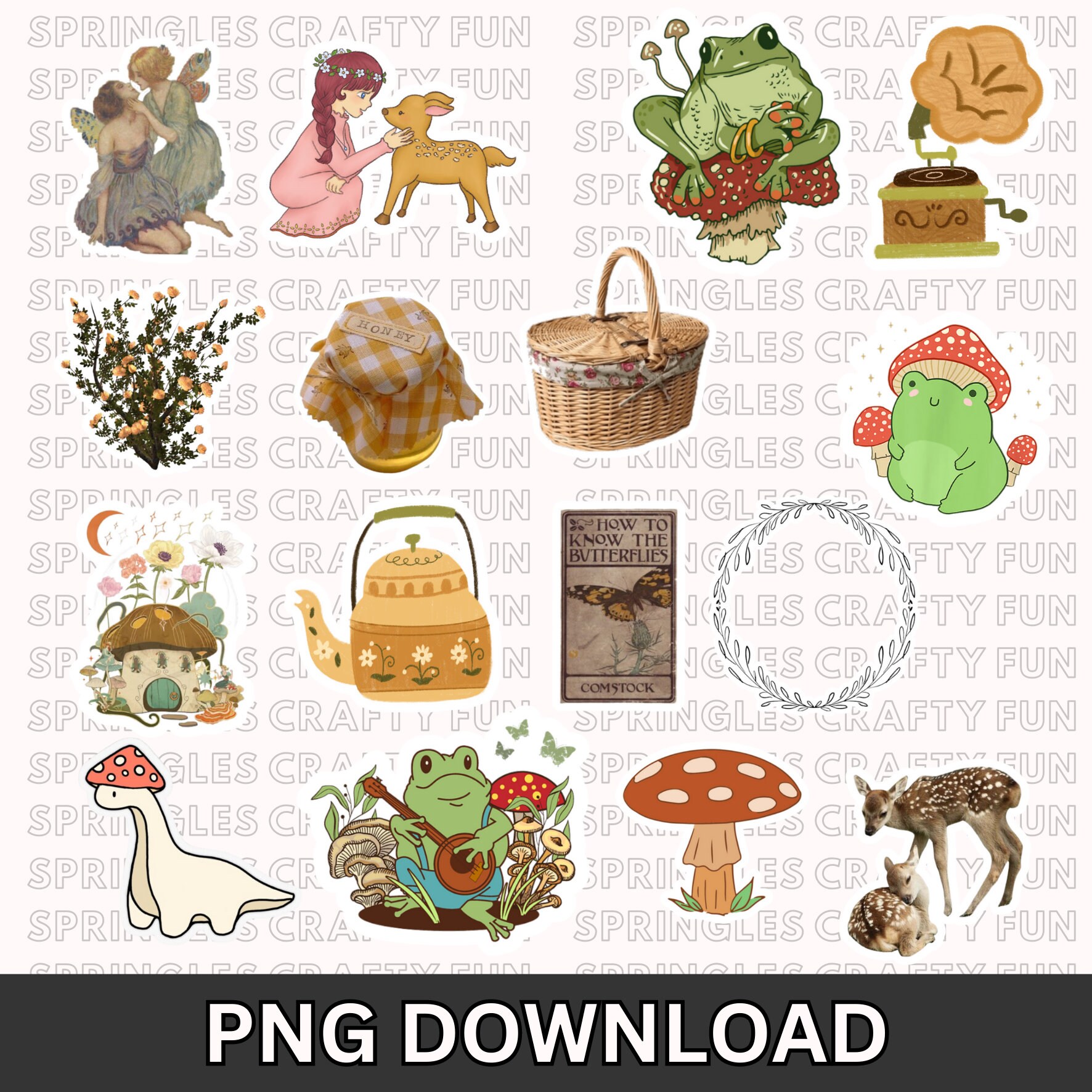 Cottagecore Sticker Pack! 16 Stickers Ready to Print PNG STICKERS - Etsy