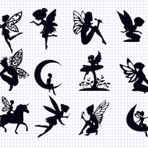 fata silhouette svg fate svg fata bundle svg file di taglio 5 formati Riceverai tutti questi formati: svg / eps / pdf / dxf / png