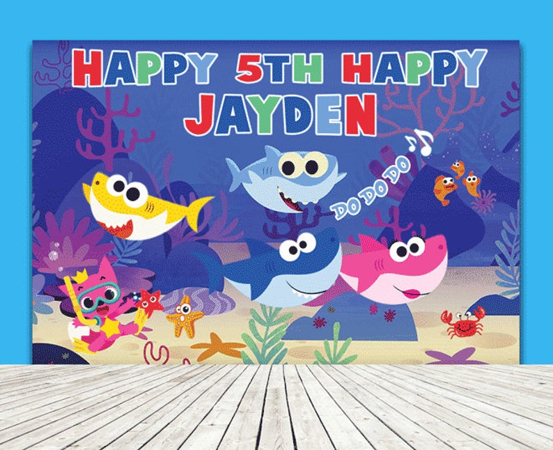 Baby Shark Digital Backdrop Baby Shark Party Backdrop Etsy