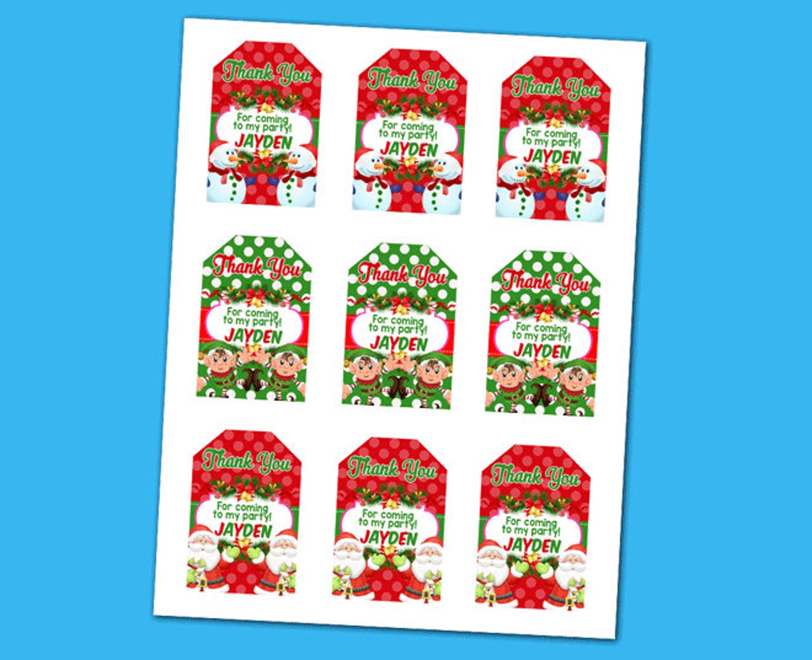 Christmas Digital Thank You Tag Christmas Thank You Tag | Etsy
