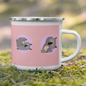 Tasse enamel de yoga de lama, tasse de camping, tasse en métal émaillée, cadeau pour elle.