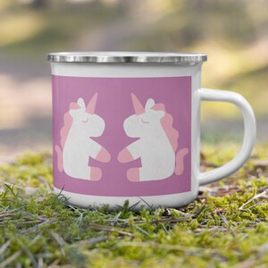 Unicorns Enamel Mug 12 oz Camping, Picnics, Kids Camping Mug, Unicorn, Enamel Mug Gift
