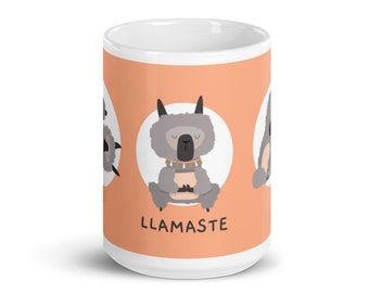 Yoga Llama Coffee Mug, Llamaste Gift, Funny Yoga Poses