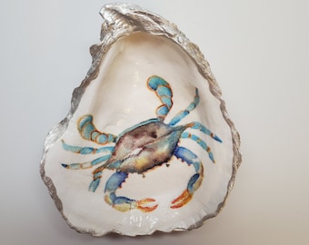 Oyster Shell Dish- Blue Crab