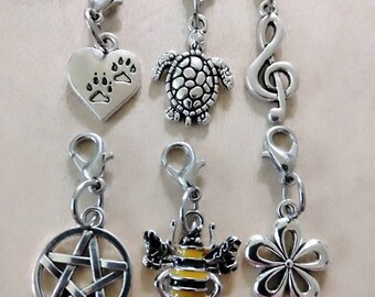 Pacifier Your Choice! Baby Feet Stork Baby Carriage Clip On Charms Zipper Pulls Baby Theme