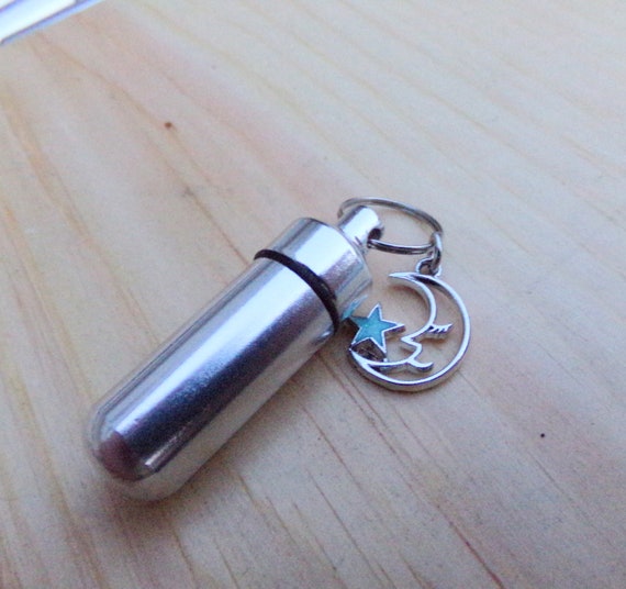 Love You to The Moon and Back Moon and Stars Cremation Urn Ashes Holder Vial Key Chain