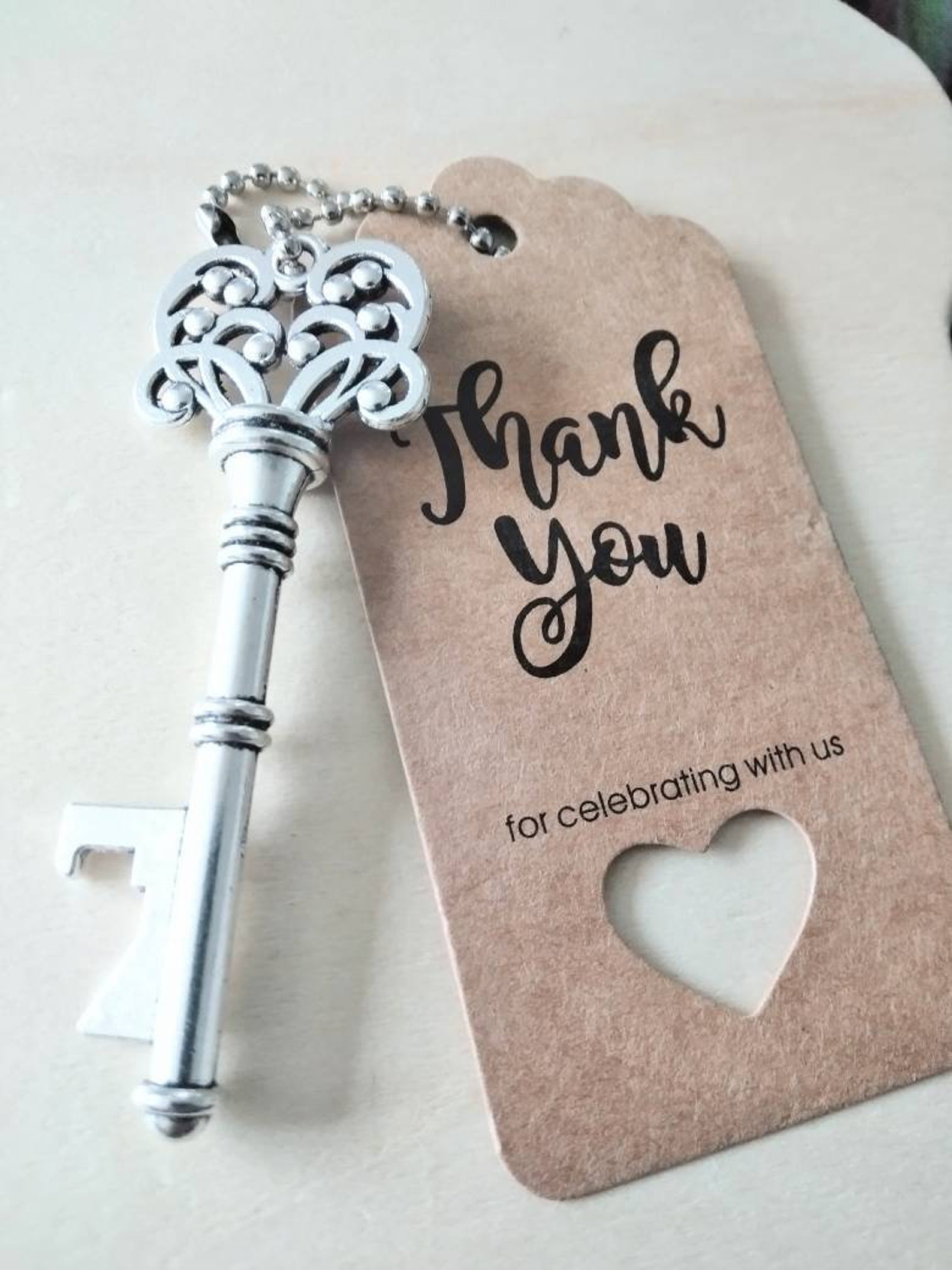 Bottle Opener Keychain With Thank You Card Wedding Favors Etsy