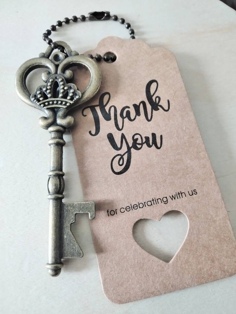 Bottle Opener Keychain With Thank You Card Wedding Favors Etsy