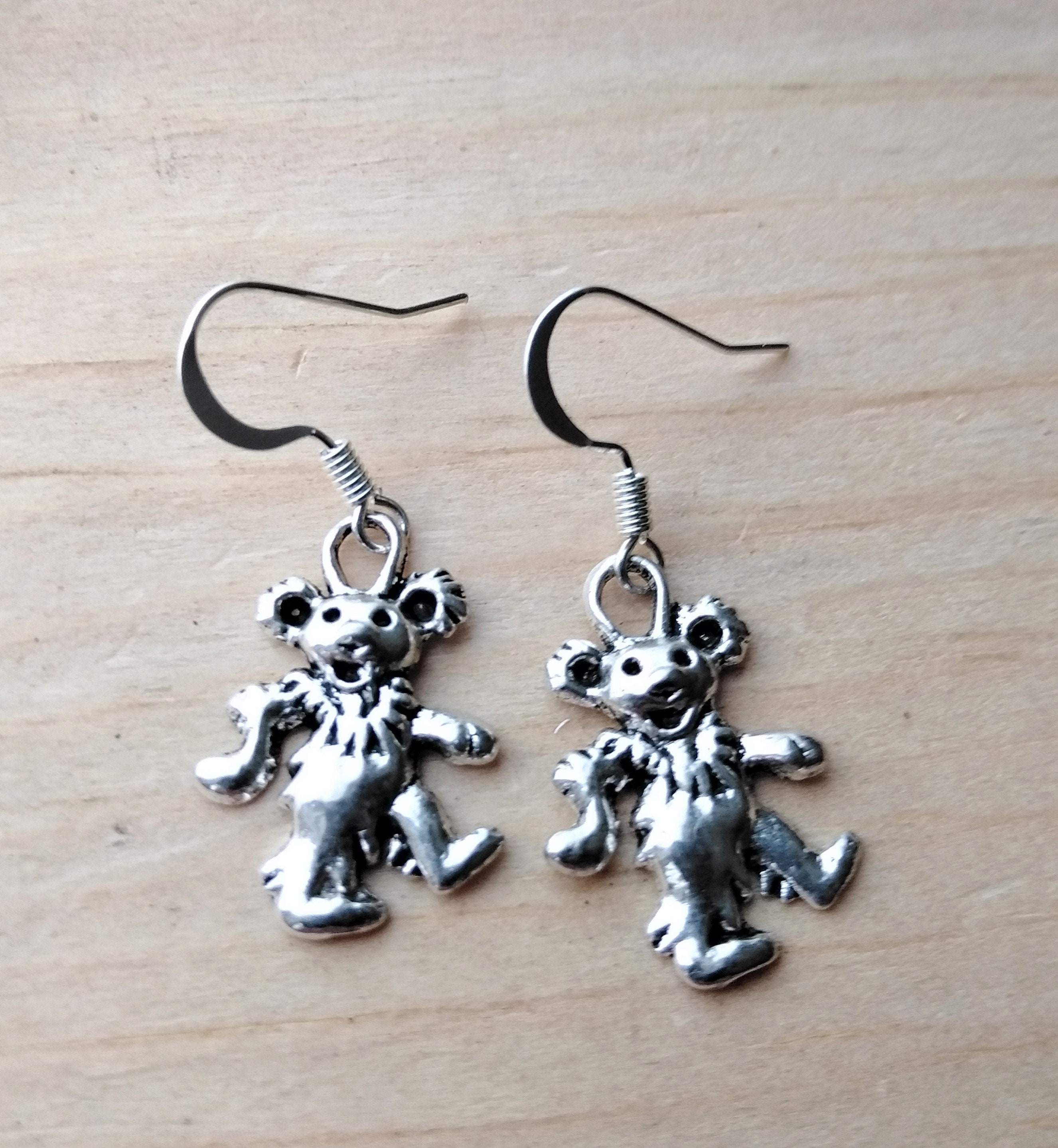 Bear Earrings Charm Earrings Silver Jewelry Etsy