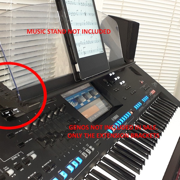 Notenständer Erweiterungen für YAMAHA Genos 1 Notenständer mit Notenpult für schräges Aufstellen über Tastatur oder flach über Tastatur