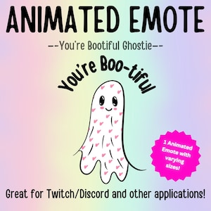 Animiertes Emote- Halloween Emote Geist ""You're Boo-tiful"" - Twitch and Discord- Kawaii Lustige Emotes."