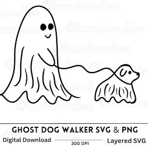 Halloween SVG and PNG | Viral Ghost Dog Walker | Instant Digital Download designs for Crafts, Cricut, & Silhouette projects | Dog Lovers