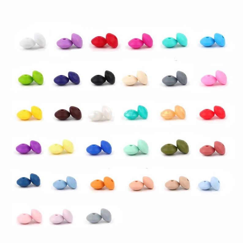Silicone 12mm Lentil Beads BPA Free DIY Craft Supply