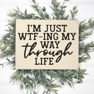 Sarcastic Mini Wood Sign, WTF Home Decor, Office Gift