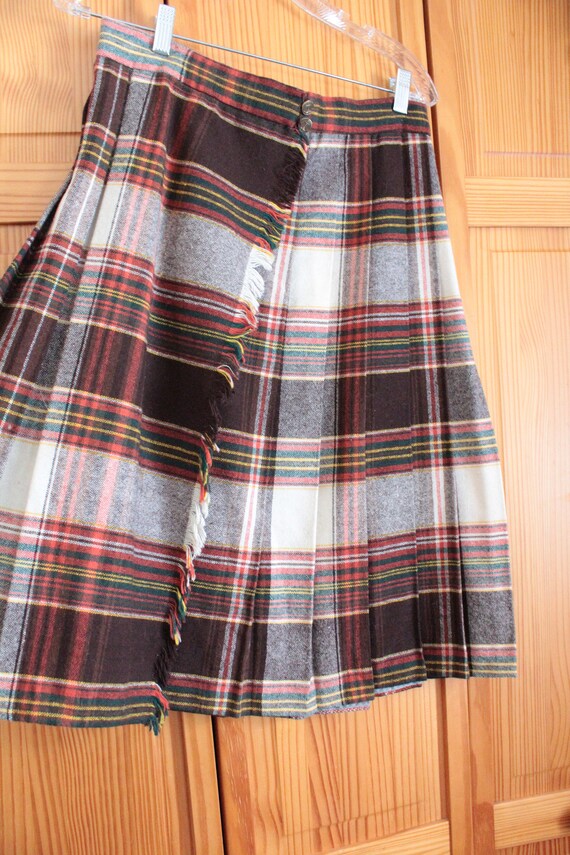 70s Vintage Tartan Plaid Wool Skirt, wrap around … - image 4