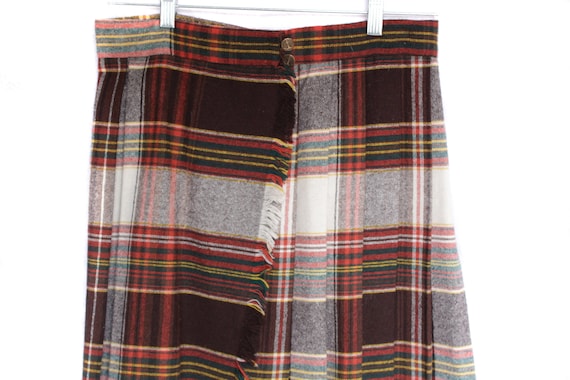70s Vintage Tartan Plaid Wool Skirt, wrap around … - image 1