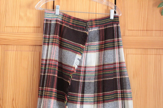 70s Vintage Tartan Plaid Wool Skirt, wrap around … - image 3