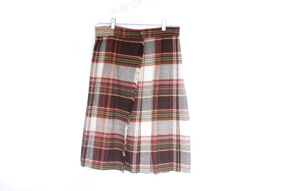 70s Vintage Tartan Plaid Wool Skirt, wrap around … - image 5