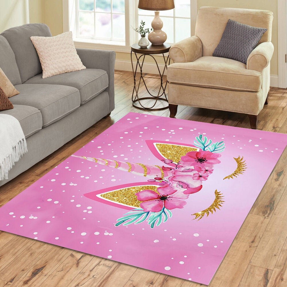 Pink Unicorn RugUnicorn Area Rug DecorUnicorn girl bedroom Etsy