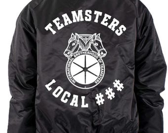 Personalized Teamsters Nylon  Varsity  Bomber Jacket, dad Jacket, dad gift, Husband gift custom Union number