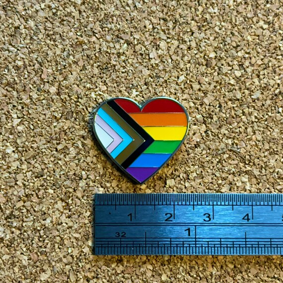 LGBTQIA Pride Flag Rainbow Heart Enamel Lapel Pin Badge