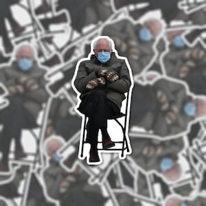 Bernie Sanders Inauguration Mittens Sticker or Magnet - Die Cut Vinyl Waterproof Sticker or Magnet | Gift Idea