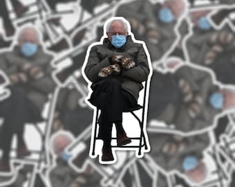 Bernie Sanders Inauguration Mittens Sticker or Magnet - Die Cut Vinyl Waterproof Sticker or Magnet | Gift Idea