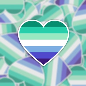 MLM Gay Male Heart Pride Flag Sticker or Magnet - Die Cut Vinyl Waterproof Sticker | Fridge Locker Magnet | LGBTQ+