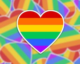 Rainbow Heart Pride Flag Sticker or Magnet - Die Cut Vinyl Waterproof Sticker or Magnet | LGBTQ+