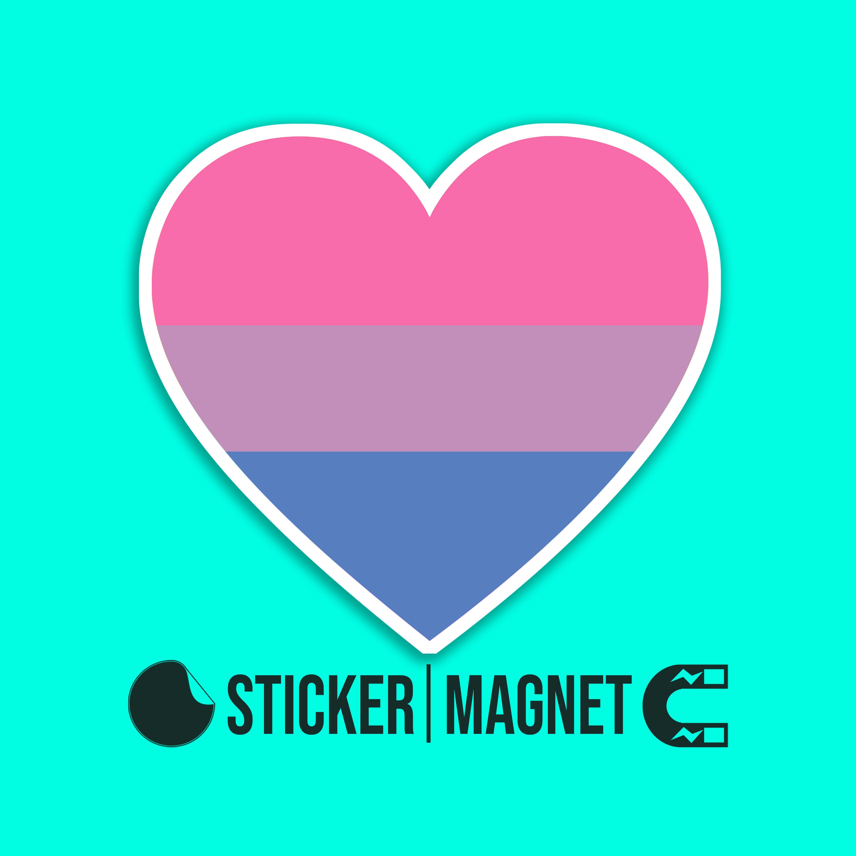 Bi Pride Flag Heart Sticker or Magnet Die Cut Waterproof | Etsy