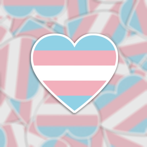 Trans Heart Pride Flag Sticker or Magnet - Die Cut Vinyl Waterproof Sticker or Magnet | LGBTQ+ | Transgender Pride | Trans-Gender