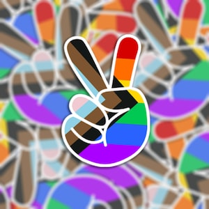 Progress Pride Flag Peace Sign - Vinyl Waterproof Sticker | Magnet | LGBTQ+ Rainbow Pride Flag | Queer Inclusive Trans Pride Equality | Gift