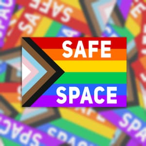 LGBTQ+ Safe Space - Waterproof Vinyl Sticker or Magnet | LGBTQ Progress Pride Flag | Teacher Window Decor School Locker Decal Sticker Magnet