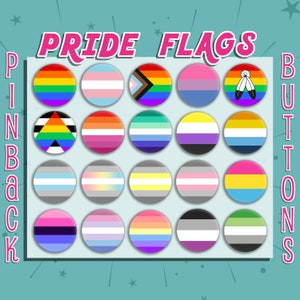 LGBTQ+ Pride Flag Pins | 1.5" Pinback Buttons | Progress Pride Queer Ally Non Binary | Lesbian Gay Bisexual Transgender | 1.5 Inch Buttons