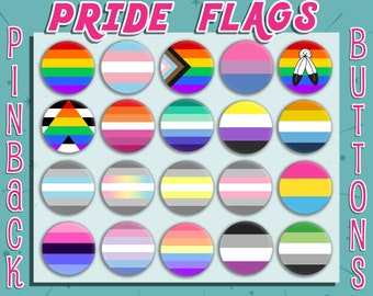 LGBTQ+ Pride Flag Pins | 1.5" Pinback Buttons | Progress Pride Queer Ally Non Binary | Lesbian Gay Bisexual Transgender | 1.5 Inch Buttons