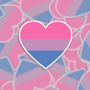 Bi Pride Flagge Herz Aufkleber oder Magnet - Gestanzte wasserdichte Vinyl-Aufkleber oder Magnet | LGBTQ+ | Bisexuell Pride Flagge