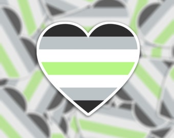 Agender Heart Pride Flag Sticker - Die Cut Vinyl Waterproof Sticker | LGBTQ+ | A Gender | A-Gender