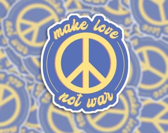 Make Love Not War Sticker - Die Cut Vinyl Waterproof Sticker | Laptop Notebook Water Bottle Window Car Bumper Decal | Gift | Protest
