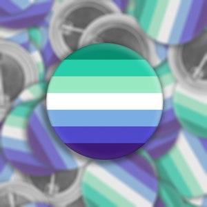 New MLM Gay Male Pride Flag | 1.5&quot; Button | LGBTQ+ | New Style Vincian Pride Flag | Pinback Button | Pin