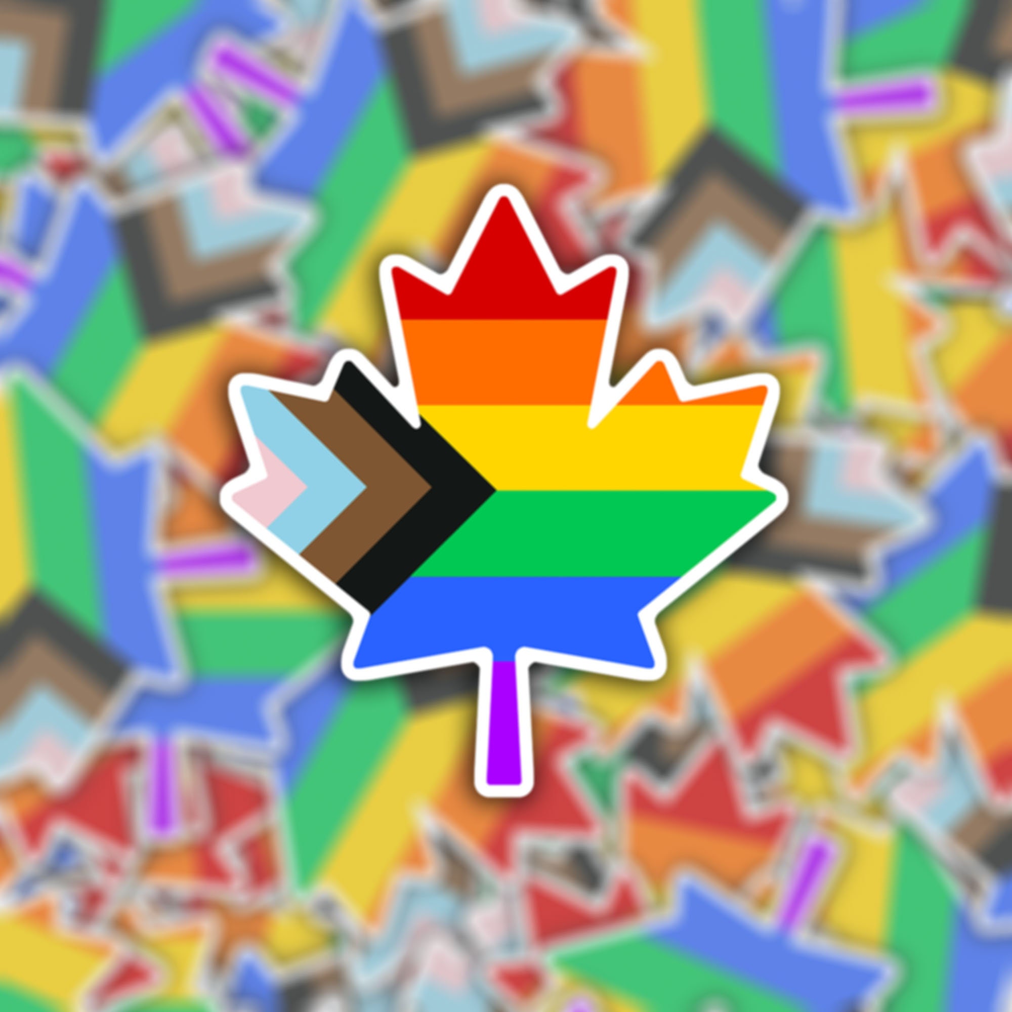 Maple Leaf Pride Flagge Aufkleber oder Magnet - Wasserdichter Vinyl Aufkleber oder Magnet | Kanadische Fortschritts-Stolz-Flagge | Kanada Regenbogenfahne | LGBTQ+