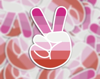 Lesbian Peace Pride Flag Sticker or Magnet - Die Cut Vinyl Waterproof Sticker or Magnet | LGBTQ+ | Old Style - See Description