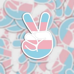 Autocollant ou aimant de drapeau Trans Peace Pride - Autocollant ou aimant en vinyle imperméable découpé à l'emporte-pièce | LGBTQ+