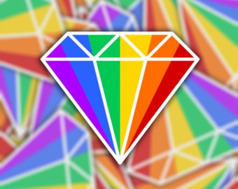 Rainbow Diamond Sticker - Gestanst Vinyl Waterdichte Sticker | LGBTQ+