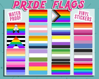 LGBTQ+ Pride Flag Stickers | Waterproof Vinyl Stickers | Progress Pride Queer Ally Non Binary | Lesbian Gay Bisexual Transgender Ally Flag