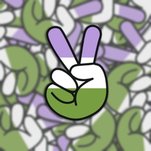 Genderqueer Peace Pride Flag Sticker - Gestanste vinyl waterdichte sticker | LGBTQ+ | Geslachtsqueer | Gender-queer