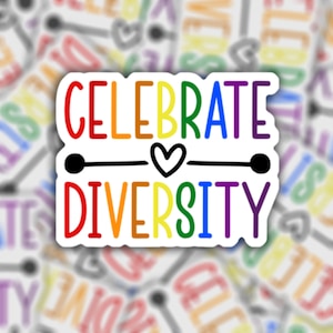 多様性を祝う | 防水ビニールステッカーまたはマグネット | LGBTQ の味方を包括するデカール | ノートパソコン用ウォーターボトル | 冷蔵庫用マグネット | ギフト