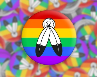 2 Pin de bandera del orgullo espiritual / Conjunto de botones de 1,5" / LGBTQ+ 2SLGBTQ / Botón Pinback / Bandera del orgullo de dos espíritus / Pinbutton