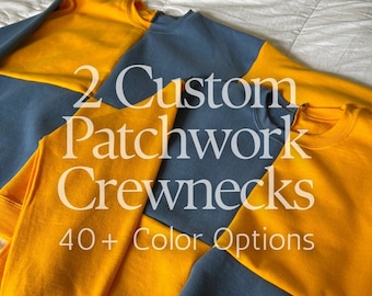Two-Tone Patchwork Crewneck Sweatshirt: Custom Color Block Sweater