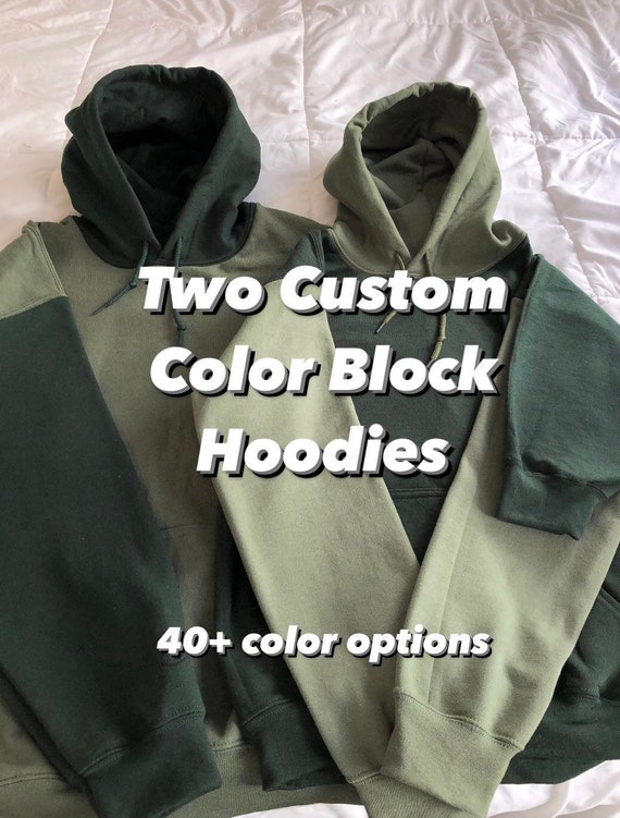 Two Matching Custom Colorblock Hoodies Two Tone Custom - Etsy