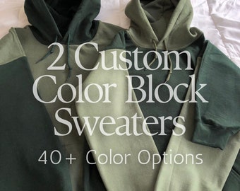 Two Matching Colorblock Hoodies, Gift Idea, Two Tone Hooded Sweatshirts, Custom Colorblock Pullover Hoodie